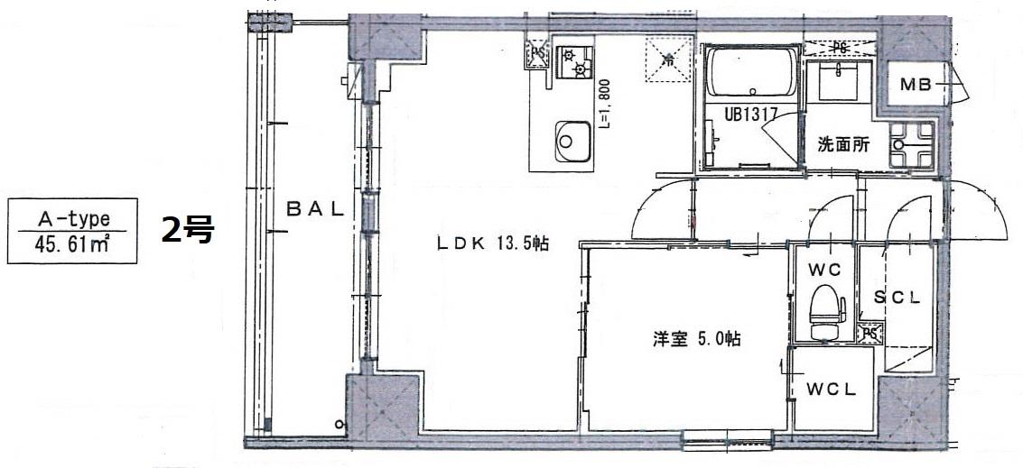 スフィアコート玉造(1LDK/4階)の間取り写真