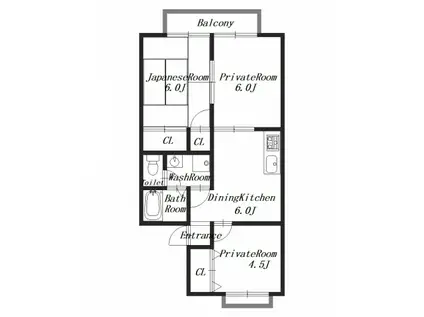 セピアコート(3DK/1階)の間取り写真