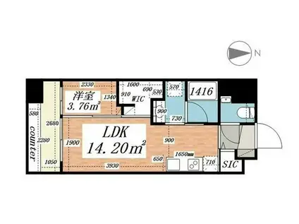 パークルール大手町(1LDK/5階)の間取り写真