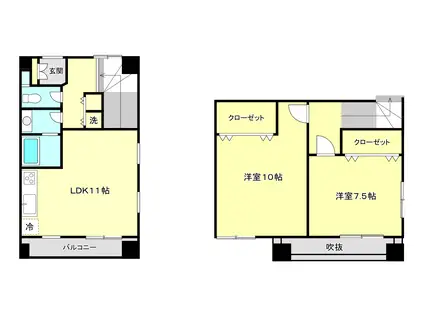 フォレストコートヤマグチ(2LDK/2階)の間取り写真