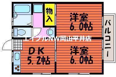 メゾン上道(2K/2階)の間取り写真