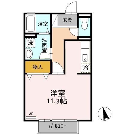 モンシャトー(ワンルーム/1階)の間取り写真