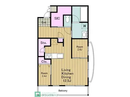 ヴィラ鴻巣(2LDK/2階)の間取り写真