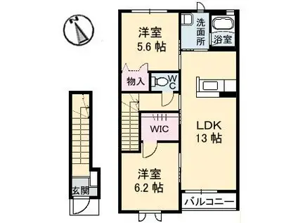 サンヒルズ(2LDK/2階)の間取り写真