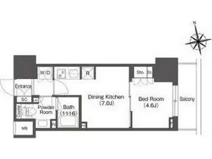 コンフォリア東上野(1DK/8階)の間取り写真