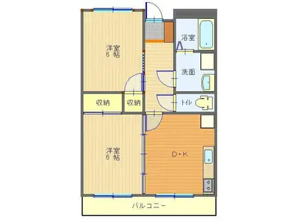 アメニティ豊岡(2DK/3階)の間取り写真
