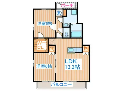アヴァンセタウンB(2LDK/1階)の間取り写真