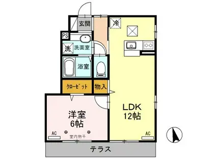 愛宕の杜B(1LDK/1階)の間取り写真