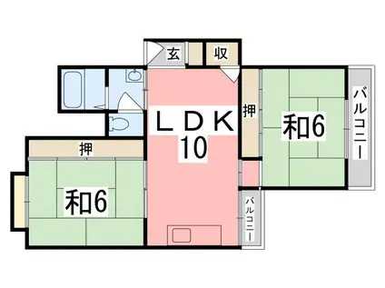 コーエイハイツ(2LDK/2階)の間取り写真