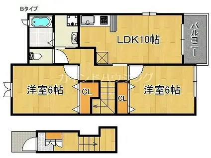 ブライトヒルズA・B棟(2LDK/2階)の間取り写真