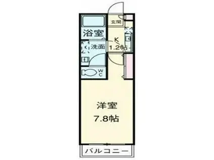 クレフラスト野並B棟(1K/2階)の間取り写真