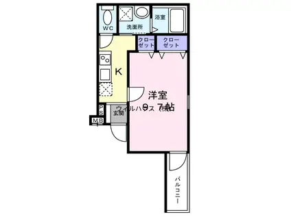 フジパレス西湊1番館(1K/1階)の間取り写真
