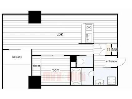 ZONNA神戸磯上通(1LDK/10階)の間取り写真