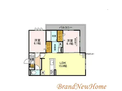 パサログランデ浜寺諏訪森II(2LDK/1階)の間取り写真