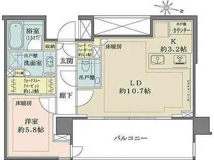 ザ・パークハウス千代田六番町(1LDK/8階)の間取り写真
