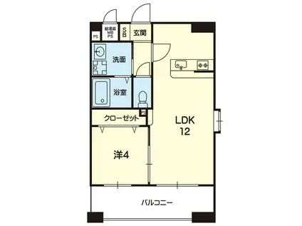 マラナタ県庁東(1LDK/2階)の間取り写真