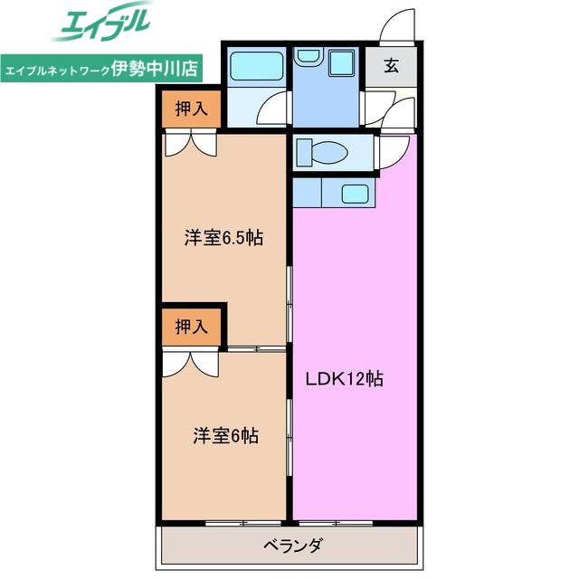 パークビレッジ津(2LDK/4階)の間取り写真