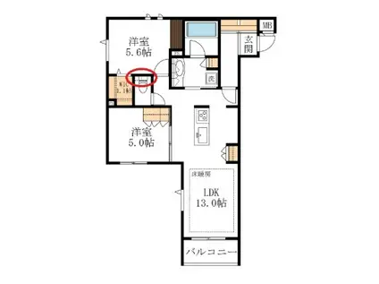 LE RUAHレルーア(2LDK/3階)の間取り写真