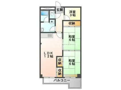 第二大嶽ビル(3LDK/6階)の間取り写真