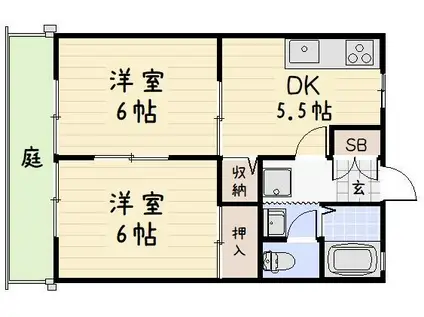 ビ-ライン篠崎(2DK/1階)の間取り写真