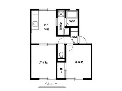 メゾン森PARTVII・VIII(2DK/2階)の間取り写真