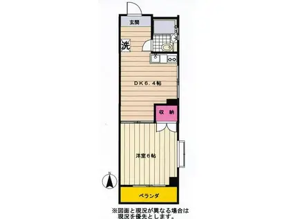 ハダビル(1DK/3階)の間取り写真