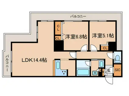ヴィナシス金町タワーレジデンス(2LDK/8階)の間取り写真