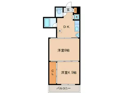 アルデール南鍛冶町(2DK/5階)の間取り写真