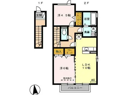 ルーエ岐南A(2LDK/2階)の間取り写真