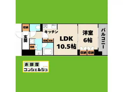 ラフィシア上前津(1LDK/3階)の間取り写真