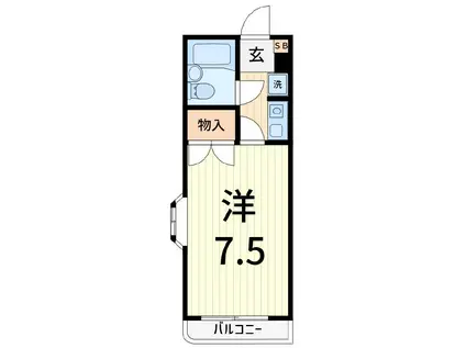フラワーシティー(1K/2階)の間取り写真