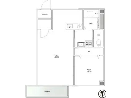 レジデンスコート城東野江(1LDK/2階)の間取り写真
