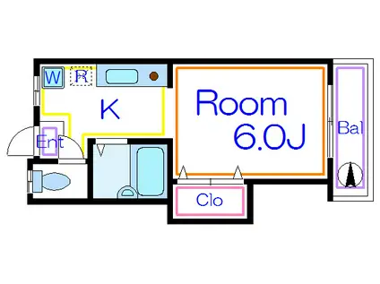 プランドール・W(1K/1階)の間取り写真
