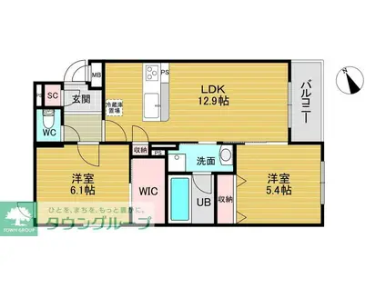 Uレジデンス東比恵(2LDK/4階)の間取り写真