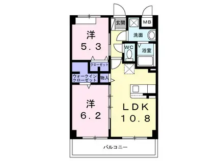 グランツ うふざと(2LDK/1階)の間取り写真