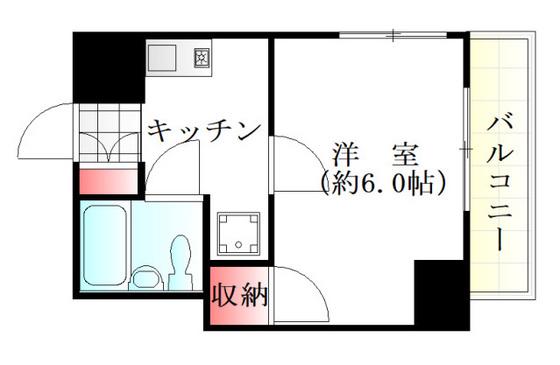 ダイアパレス比治山パークサイド(1K/5階)の間取り写真