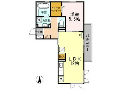 メゾン ルミエ I棟(1LDK/1階)の間取り写真
