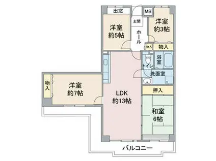 アーバンドエル杁中(4LDK/4階)の間取り写真