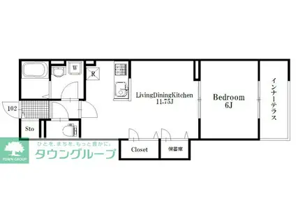 セプテムステラ笹塚(1LDK/1階)の間取り写真