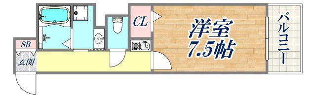 CITYSPIRE神戸元町2(1K/9階)の間取り写真