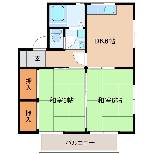 東光ハイツA(2DK/2階)の間取り写真