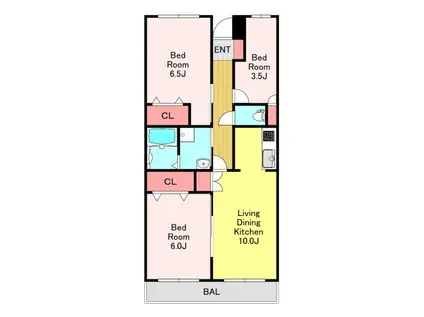グランドゥールII蕨NAGAI(3LDK/3階)の間取り写真
