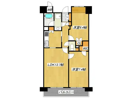 TRIADE(2LDK/7階)の間取り写真