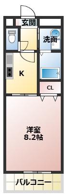 アンプルールクラージュアミティエ(1K/2階)の間取り写真