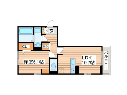 レフアなないろの里(1LDK/2階)の間取り写真