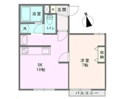 メゾンシエスタ(1LDK/3階)の間取り写真