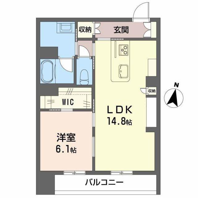 LUANA KAMISUGI(1LDK/2階)の間取り写真