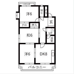 メモアール中花(3DK/2階)の間取り写真