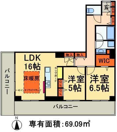 ロイヤルパークスタワー南千住(2LDK/6階)の間取り写真