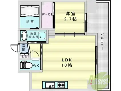 アドバンス江坂ラシュレ(1LDK/6階)の間取り写真